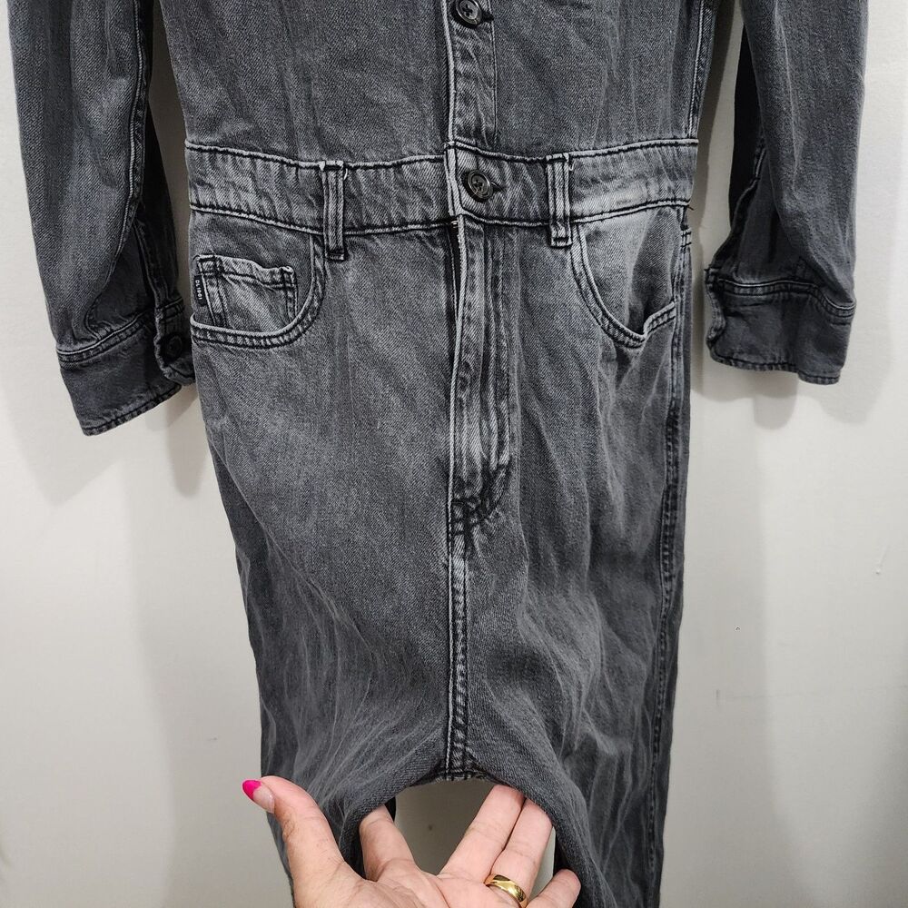 DL1961 Ines Utility Jumpsuit Washed Black Denim Cotton Tencel Womens Size M - Picture 9 of 16